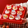 Caixa de Embalagem para Decoração de Cupcake Jiugongge Ano Novo 2026 Caixa de Bolo Transparente Portátil Plug-in para Decoração de Sobremesa