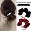 Faixa de Cabelo de Veludo com Miçangas e Retalhos Faixa de Cabelo Dobrada Tipo Intestino Grande Alta Elasticidade e Durável Corda de Cabelo Acessórios de Cabelo de Alta Qualidade Acessórios de Cabeça