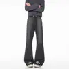 Jeans acampanados de jacquard a cuadros para hombre, estilo retro americano, pierna ancha, realzan la altura, adelgazantes, pantalones casuales estilo vibe, Xintang
