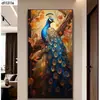 Pintura Decorativa Moderna de Lujo Ligero de Pavo Real Rica y Auspiciosa para Recibidor Directamente Frente a la Puerta Pintura de Pared Sencilla y Grandiosa de Fénix para Pasillo