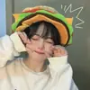 Sombrero de Hamburguesa para Influencer de Tiktok Chica Linda Foto Peculiar Gorro de Cabeza de Hamburguesa Ins Creativo Boina de Comida