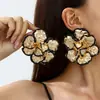 Estilo Popular Transfronteiriço, Design Simples, Colar Grande de Flor com Gotejamento de Óleo, Brincos e Colar de Flor de Metal Exagerados da Moda