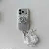Design de laço xadrez, poá, em formato de coração e com strass, estilo coreano, adequado para capas de celular iPhone 18 Pro Max, Apple 17 com bordas arredondadas e iPhone 16