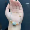 Collar con Cadena para Clavícula de 12 m de Perlas de Barril de Jade con 2 m de Espinela, Turquesa, Ágata Roja del Sur, Cera de Abeja, Colgante de Perla Natural