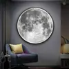 Pintura Decorativa de Entrada de Tierra Cielo Estrellado Luna Luz LED Pintura Mural para Dormitorio Restaurante Sala de Estar Personalidad Lámpara de Pared Creativa