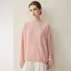 Suéter de tricô trançado 100% caxemira estilo preguiçoso outono e inverno para mulheres, gola redonda, pulôver, camada base solta de manga longa
