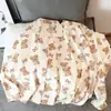 Nuevo conjunto de pijama de dos piezas para mujer estilo coreano de primavera y otoño, rayas blancas y negras vintage, cárdigan con cuello, manga larga, pantalón largo, conjunto casual para casa