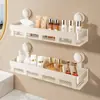 Estante de baño de ventosa fuerte blanco, estante de almacenamiento para inodoro, organizador de drenaje para lavabo, almacenamiento multifuncional