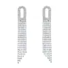 Estilo europeo y americano, lujo ligero, aretes de cobre puro, aretes largos de borla con un toque de alta gama, aretes de pedrería y zirconia cúbica, adecuados para ventas transfronterizas