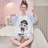 Pijama Infantil, Ropa de Verano Fina de Algodón para Niñas con Aire Acondicionado, Modelo 2026 Conjunto de Dos Piezas Casual de Manga Corta para Casa