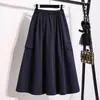 Falda Holgada Versátil de Cintura Elástica con Cordón para Niña Talla Grande Estilo Ropa de Trabajo Japonesa