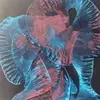 Patrón de Escamas de Pescado Coloridas Plisado Hilo de Onda Líquida Ao Run Tela de Moda Accesorios Encaje Grande Hoja de Loto Tela de Organza