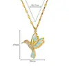Estilo Nuevo Europeo y Americano Colgante de Gota de Aceite Colorido Joyería Cadena de Clavícula para Mujer con Incrustaciones de Cobre y Circonita Venta al por Mayor