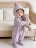 Enterizo con capucha y forro de felpa para bebé niña estilo coreano para otoño e invierno, adecuado para salir y gatear, perfecto para recién nacidos y bebés hasta un año