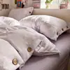 Juego de ropa de cama de cuatro piezas estilo minimalista, jacquard lavado, con botones, sábana y funda de edredón, juego de tres piezas para dormitorios de estudiantes, pedido personalizado y entrega transfronteriza