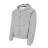 Sudadera chaqueta cárdigan con capucha y elegante decoración de remaches, ajuste holgado personalizado, sudadera de moda urbana para hombre de otoño e invierno