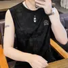 Chaleco de Hielo de Seda para Hombre Transfronterizo Verano Moderno Casual Deportes Fitness Sin Mangas Cuello Redondo Camiseta Top de Secado Rápido
