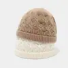 Gorro de tricô jacquard com padrão de losangos vintage para outono e inverno, chapéu de lã quente para atividades ao ar livre, gorro simples de cor sólida com barra dobrada