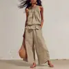 Conjunto Casual de Moda de Dos Piezas 2026, Ropa de Verano para Mujer Transfronteriza, Conjunto de Chaleco de Color Sólido y Pantalones de Pierna Ancha Sueltos y Cómodos