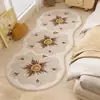 Tapete lavável criativo de cashmere sintético com estampa floral, tapete macio para cabeceira de quarto, best-seller transfronteiriço, tapete para casa antiderrapante e resistente à sujeira