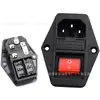Tomada AC-01A, Plugue de Três Pinos + Fusível + Interruptor Iluminado Vermelho KCD5, Tomada Industrial 3 em 1