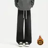 Pantalones casuales para hombre, de otoño/invierno, estilo americano, modernos, forrados de polar, jeans deportivos, corte holgado, pierna recta, pierna ancha, pantalones largos para hombre