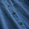 Camisa jeans casual elegante de manga longa, corte reto, gola de lapela, algodão puro, minimalista nórdica, versátil e estilosa, para mulheres, nova para o outono