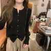 Elegante Cárdigan de Punto de Color Sólido con Cuello Semiabierto para Mujer, Nuevo Modelo Primavera/Otoño 2024, Suéter de Punto de Gama Alta
