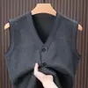 Suéter de Lana Puyuan Invierno 2026 para Hombre, Nuevo Suéter de Lana con Cuello en V, Chaleco de Negocios para Hombre, Suéter de Punto para Hombre