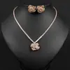 Colar de Zircônia Rosa Europeu e Americano Popular Transfronteiriço Feminino Casual Versátil Design de Nicho Conjunto de Alta Qualidade Atacado