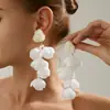 Pendientes Colgantes de Flor de Perla Fresca y Dulce, Pendientes de Borla de Cristal con Malla Rosa, Joyería Transfronteriza Europea y Americana