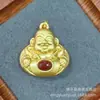 Colar Antigo de Cobre Branco Banhado a Prata 925 com Fivela de Segurança de Calcedônia Dourada Incrustada e Pingente de Cabeça de Buda de Ágata com Abacuso e Cabaça de Jade
