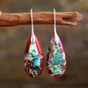 Pendientes colgantes de piedra emperador de colores de moda en Amazon, forma de gota, para mujer, temperamento bohemio, pendientes multicolor