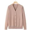 Suéter de punto para madre de mujer, cárdigan de manga larga con cuello en V, cárdigan de punto con borde exterior para mujeres de mediana edad y mayores, primavera y otoño de 2023