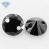Huagang Gema Redonda Negra Doble Agujero Zircón Perforado Piedra Nudista Anillo de Zirconio Negro Cuentas Sueltas Sintéticas con Agujeros Accesorios CZ
