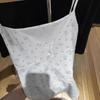 Estilo BM Bear Bow Impresso Renda V-Neck Outer Wear Pequena Camisola Feminina Bm Novo Top Interno Slim Fit