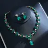 Brincos e Colar de Gota Cauda de Peixe com Strass Estilo Europeu e Americano, Corrente de Clavícula de Nicho de Alto Padrão, Acessório de Casamento Nupcial Luxuoso e Elegante