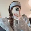 Diadema de punto de ala ancha de color sólido para otoño e invierno para mujer, accesorio para el cabello de alta gama, nuevo modelo 2025, diadema deportiva simple para lavarse la cara
