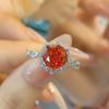 Anillo de lujo ligero y de alta calidad con corte octogonal de rosa en polvo y diseño de nicho, simple, con diamantes de alto carbono y circonita amarilla para mujer.