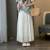 Falda Larga Zedaijiayi Estilo Coreano Primavera Verano Nueva 63 Mezcla de Lyocell Texturizada Cintura Elástica para Mujer