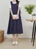 Vestido Transfronterizo Europeo, Americano, Japonés y Coreano de Cuello Redondo, Dos Piezas Delantero y Trasero con Tirantes, Aberturas Izquierda y Derecha, Talla Grande, Talla Extra, Ajustable