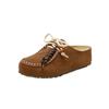 Versão em Couro de Vaca Moda Couro Genuíno Bico Largo Estilo Birkenstock Cadarço Plataforma Externa Tamancos para Mulheres Modelo Novo Primavera e Outono 2026