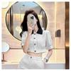 Chique Coreano Celebridade Elegante Casual Pequena Fragrância Leite Doce Conjunto Feminino Elegante Salgado ou Doce Shorts Conjunto de Duas Peças