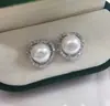 Zhuji Natural Brincos de Pérolas de Água Doce Feminino Ninho de Pássaro Micro-incrustado Zircão Pérolas Brincos 18K Cor Ouro Preservação Brincos Lote