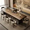Estética Familiar de Canción Sala de Estar Luohan Cama Mesa de Té Silla Combinación Oficina en Casa de Alta Calidad Mesa de Té de Madera Maciza Mesa Integrada para Preparar Té