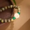 Fábrica de Origen Venta al por Mayor Pulsera de Sándalo Verde Natural Bodhi Tostado al Carbón Uña de Gato Ágata Verde Estilo Chino Nuevo Pulsera de Tendencia Nacional
