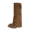 Botas de Cano Curto Marrons Retrô com Solado Grosso para Mulheres, Novidade Outono/Inverno 2026 Estilo Britânico Que Aumenta a Altura Botas de Motociclista para Mulheres Baixas, Botas Biker Doces e Descoladas