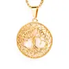 Colgante Redondo Hueco de Acero Inoxidable Árbol de los Deseos Collar Árbol de la Vida de Acero Titanio Joyería Árbol de la Sabiduría