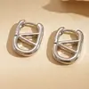 Pendientes Redondos Europeos y Americanos Transfronterizos de Plata Geométricos Multicapa, Lujo Ligero, Sensación de Alta Gama, Estilo Minimalista, Pendientes de Moda para Mujer
