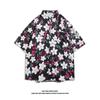 Camisa Floral Havaiana Masculina Estilo Retro Hong Kong Tendência Solta Casual Versátil Estilo Praia Férias Camisa de Manga Curta para Casal
